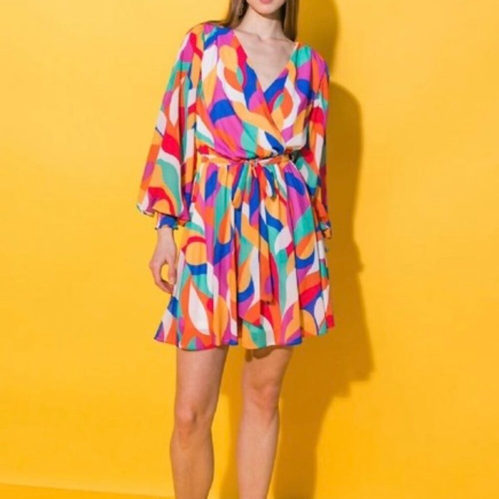 Orchid Orange Printed Woven Mini Dress